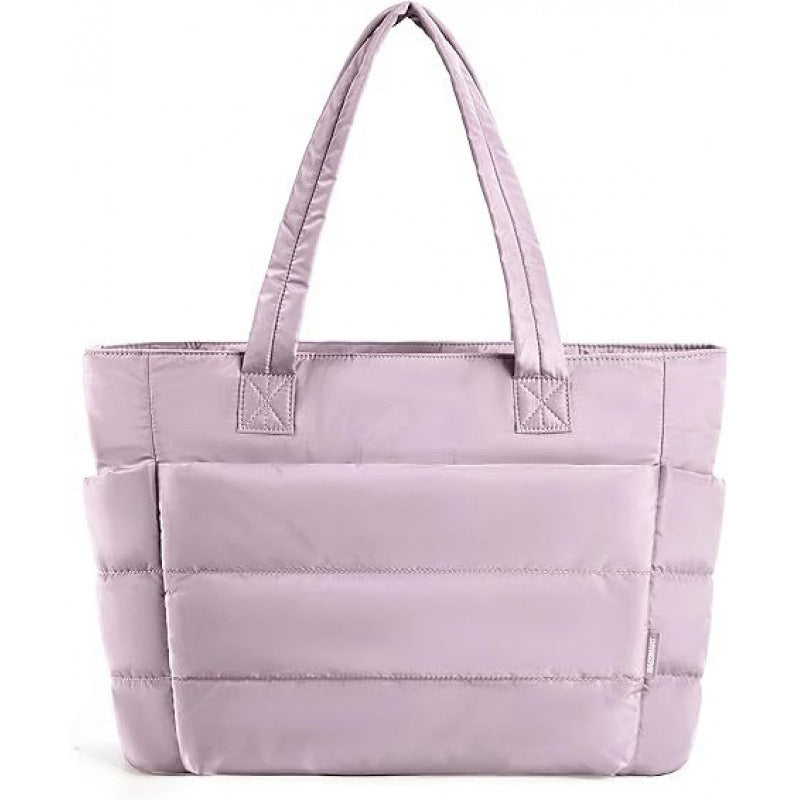 LILY™ - Cute Puffer Tote Bag with Laptop Compartment & Flower Print