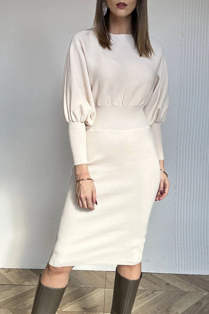 Carolyn | Women's Balloon Sleeve Midi Sweater Dress