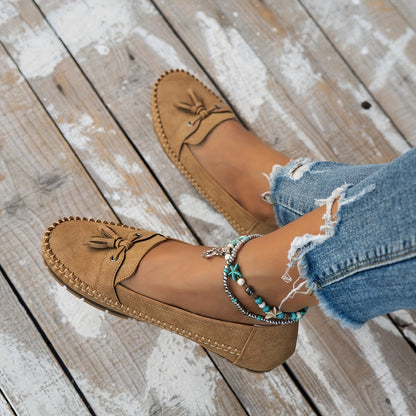 Sonia | Women's Suede Bow Slip On Moccasin Loafers