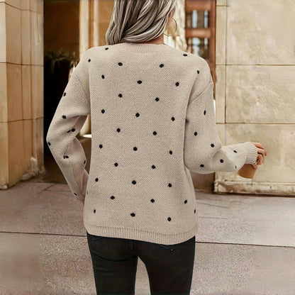 Maeve | Women's Polka Dot Knit Crew Neck Sweater