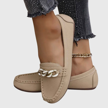 Melissa | Women's Orthopedic Chain Detail Slip On Moccasin Loafers