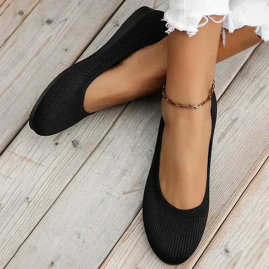 Miray | Women's Knit Slip On Round Toe Ballet Flats