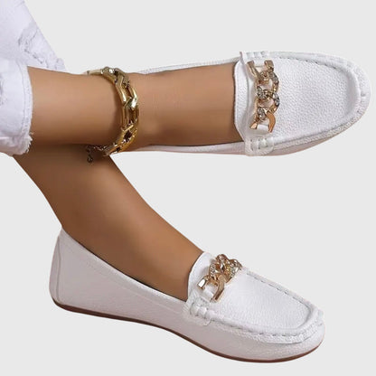 Melissa | Women's Orthopedic Chain Detail Slip On Moccasin Loafers