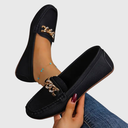 Melissa | Women's Orthopedic Chain Detail Slip On Moccasin Loafers