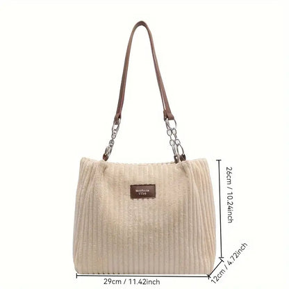 Orna | Women's Corduroy Tote Bag with Chain Strap