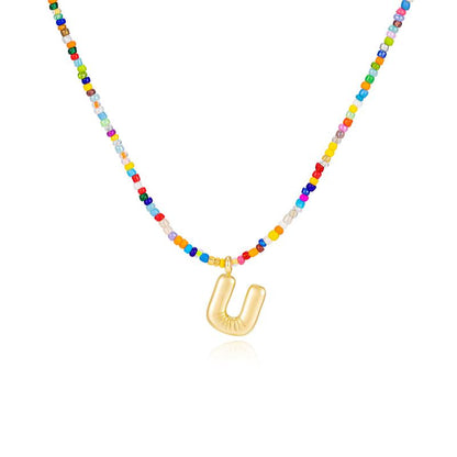 Macy | Women's Beaded Bubble Initial Letter Necklace