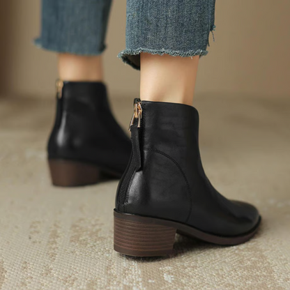 Ember | Women's V Cut Pointed Toe Block Heel Ankle Boots