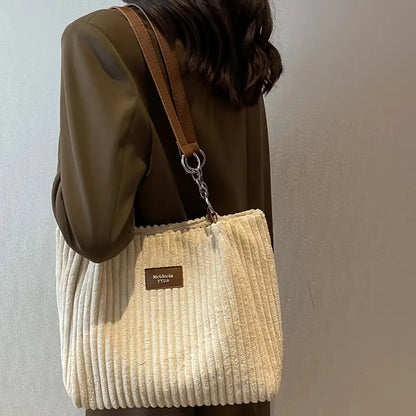 Orna | Women's Corduroy Tote Bag with Chain Strap