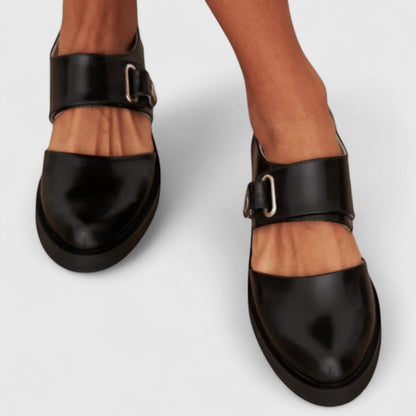 Lyssavelle | Women's Buckle Strap Mary Jane Flats