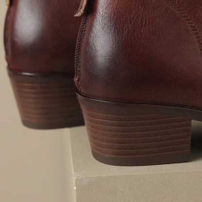 Ember | Women's V Cut Pointed Toe Block Heel Ankle Boots