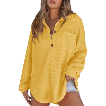 Kathryn | Women's Button V Neck Tunic Top with Pocket