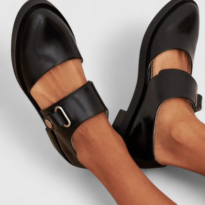 Lyssavelle | Women's Buckle Strap Mary Jane Flats