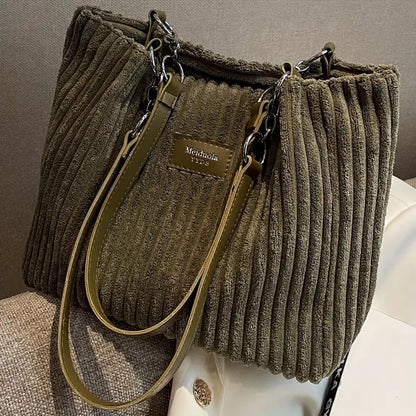 Orna | Women's Corduroy Tote Bag with Chain Strap