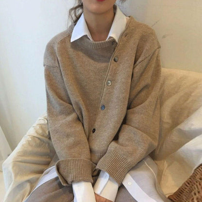 Alycia | Women's Knit Asymmetric Button Cardigan