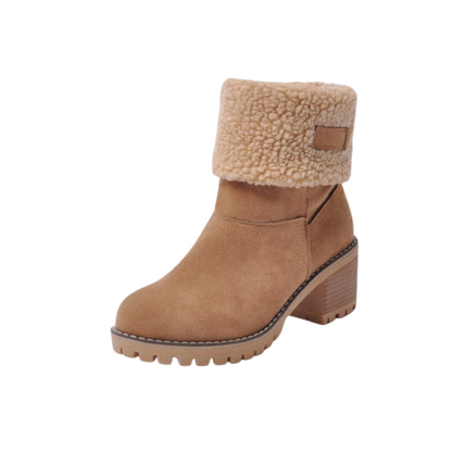 Hailey | Women's Faux Fur Cuff Block Heel Winter Boots