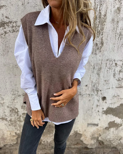 Evelyn | Women's Knit V Neck Sweater Vest