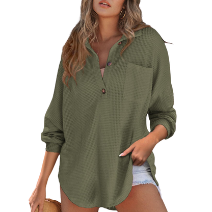 Kathryn | Women's Button V Neck Tunic Top with Pocket