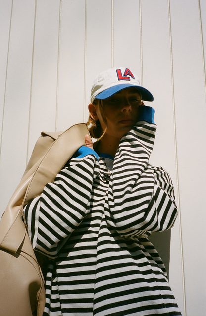 Ashley | Women's Striped Knit Oversized Crew Neck Sweater
