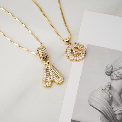 Aisha | Women's Initial Letter Pendant Necklace Set of 2