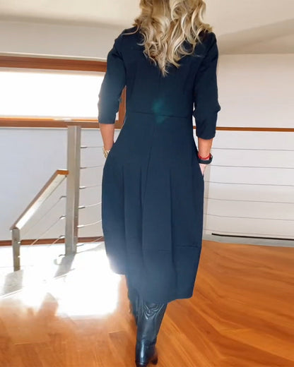Anora | Women's Long Sleeve Balloon Hem Midi Dress