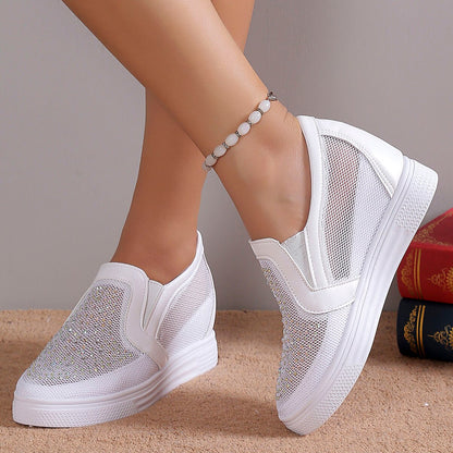 Sabrina | Women's Rhinestone Slip On Wedge Sneakers