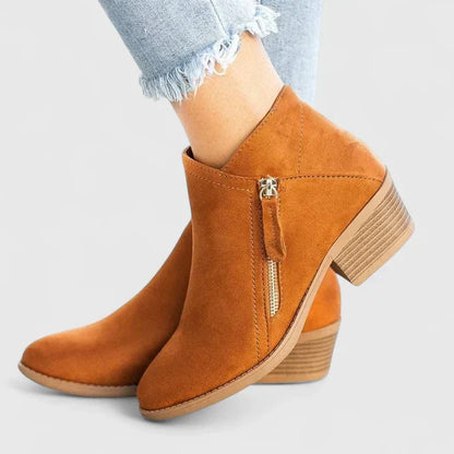 Auryziah | Women's Orthopedic Side Zip Block Heel Ankle Boots