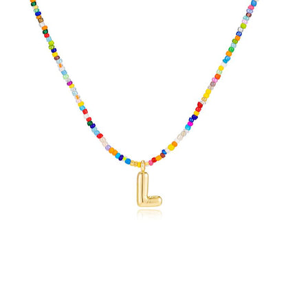 Macy | Women's Beaded Bubble Initial Letter Necklace