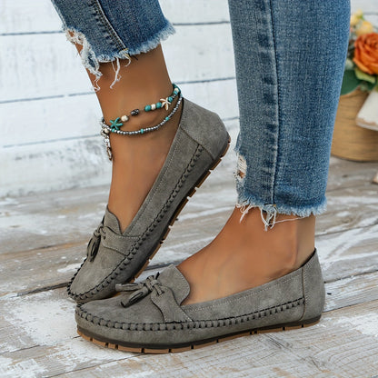 Sonia | Women's Suede Bow Slip On Moccasin Loafers