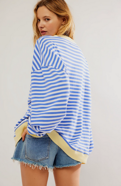 Ashley | Women's Striped Knit Oversized Crew Neck Sweater