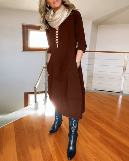 Anora | Women's Long Sleeve Balloon Hem Midi Dress