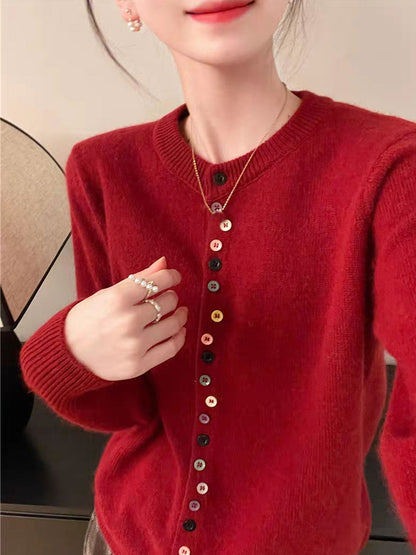 Aaliyah | Women's Knit Crew Neck Buttoned Cardigan
