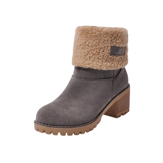 Hailey | Women's Faux Fur Cuff Block Heel Winter Boots
