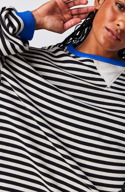 Ashley | Women's Striped Knit Oversized Crew Neck Sweater