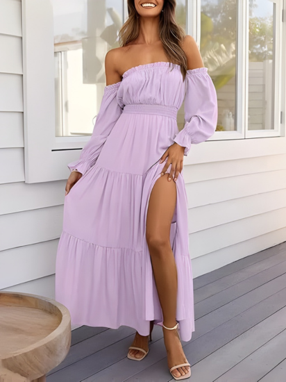 LEXIE™ – Boho Off Shoulder Maxi Dress