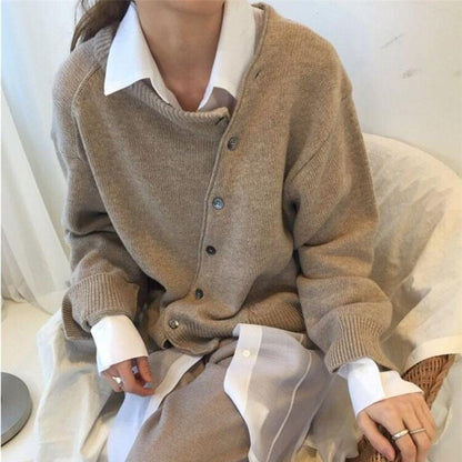 Alycia | Women's Knit Asymmetric Button Cardigan