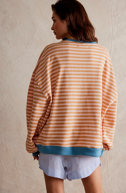 Ashley | Women's Striped Knit Oversized Crew Neck Sweater