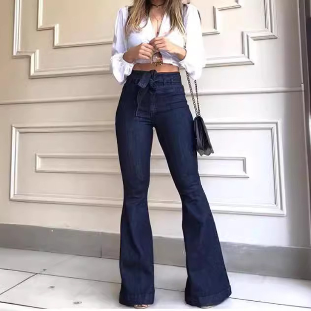 KYRA™ – Vintage Wide Leg Lace-Up Flared Pants
