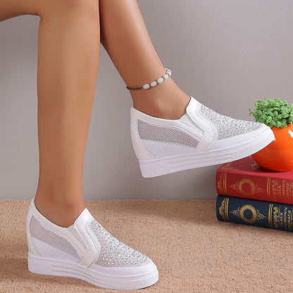 Sabrina | Women's Rhinestone Slip On Wedge Sneakers
