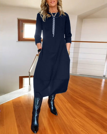 Anora | Women's Long Sleeve Balloon Hem Midi Dress