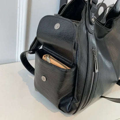 Rae | Women's Faux Leather Shoulder Handbag with Zip Pockets