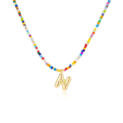 Macy | Women's Beaded Bubble Initial Letter Necklace