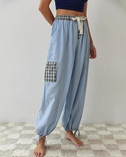 Lenya | Women's Striped Patchwork Button Up Pajama Set
