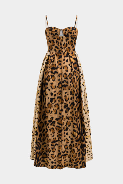 Bianca | Women's Leopard Print Corset Midi Dress