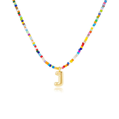 Macy | Women's Beaded Bubble Initial Letter Necklace