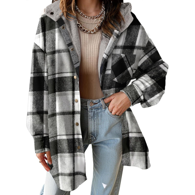 TERESA™ – Cozy Flannel Plaid Hooded Shacket