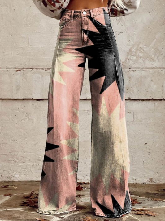 Stella | Boho Sterrenburst Wijde-Pijpen Broek