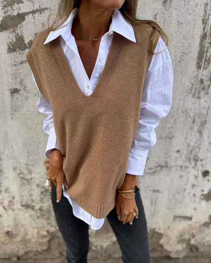 Evelyn | Women's Knit V Neck Sweater Vest