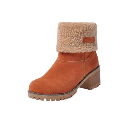 Hailey | Women's Faux Fur Cuff Block Heel Winter Boots
