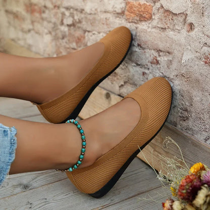 Miray | Women's Knit Slip On Round Toe Ballet Flats