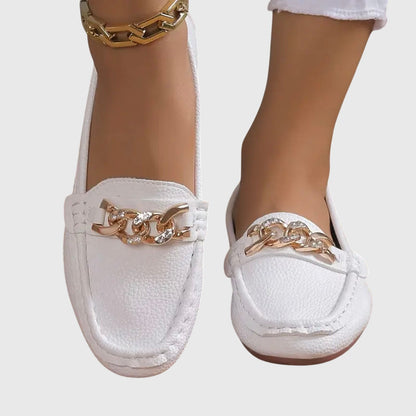 Melissa | Women's Orthopedic Chain Detail Slip On Moccasin Loafers